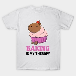 Baking is my therapy Capybara cupcake T-Shirt